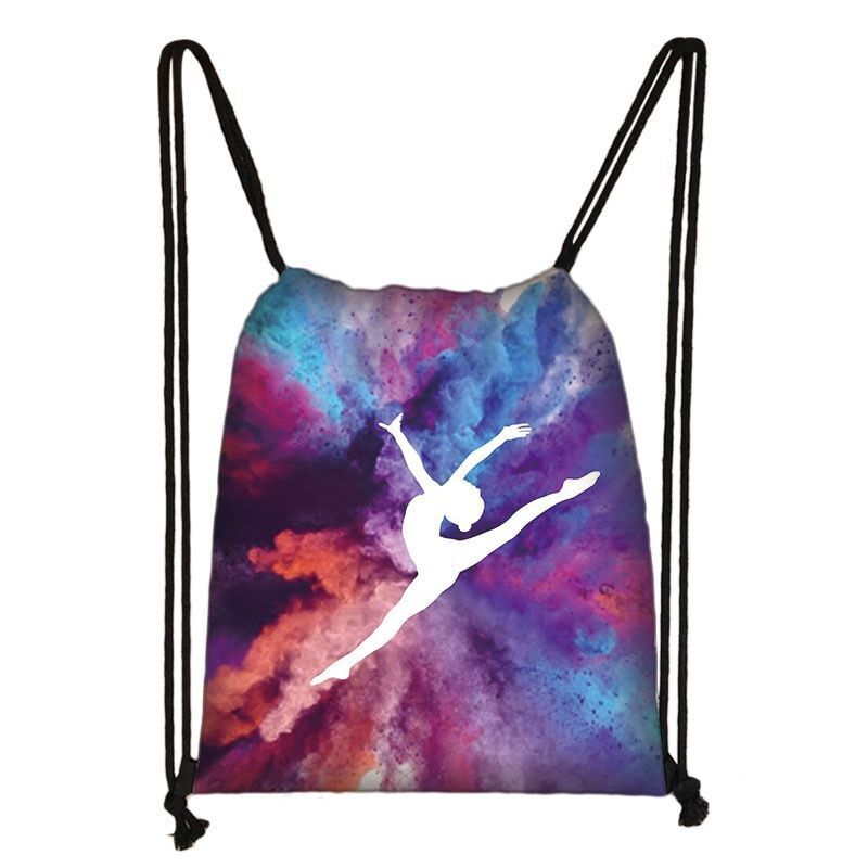 Watercolor Art Print Backpack Drawstring Bag Daypack Gymnast Storage Bag Travel