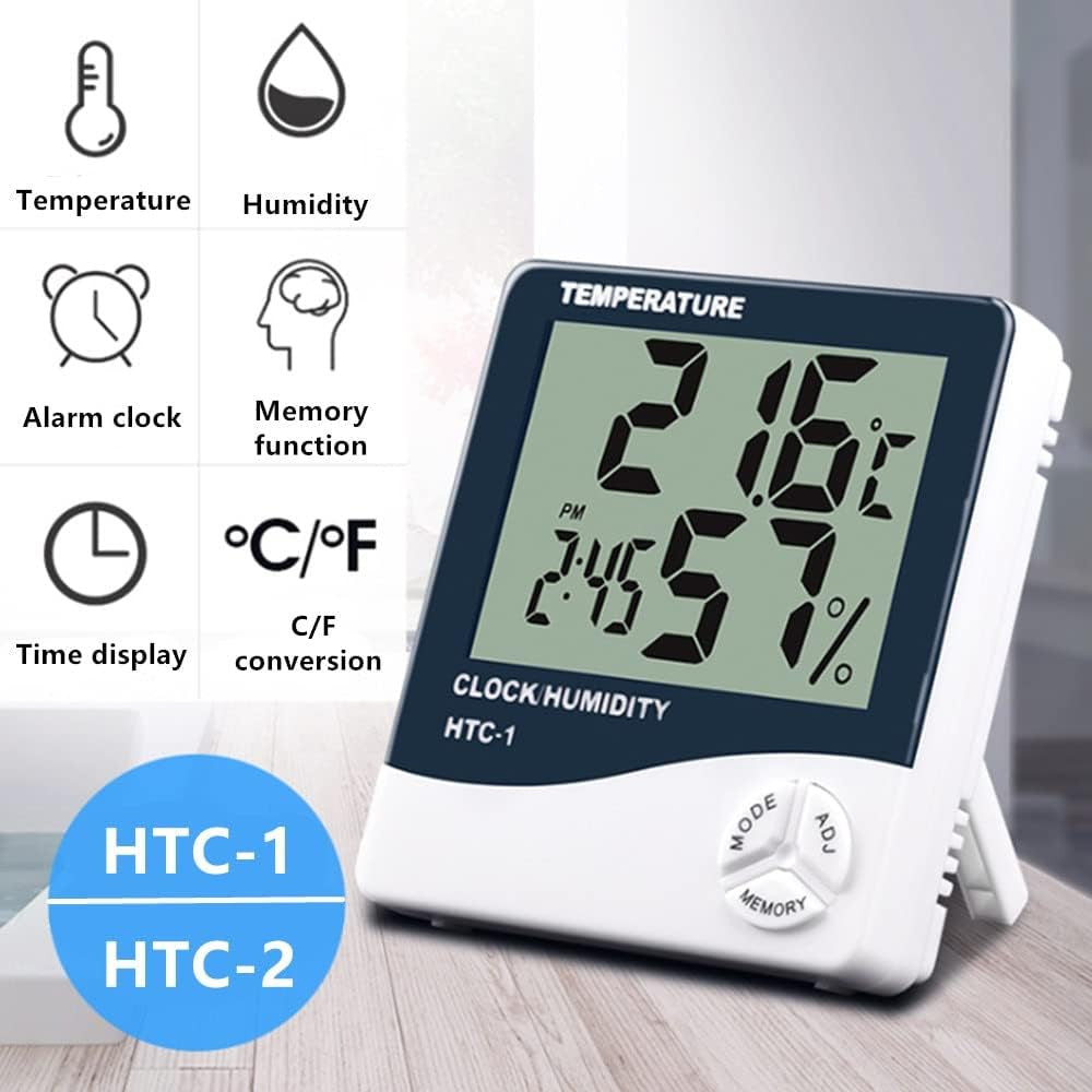 THERMOMETER INDOOR Digital LCD Hygrometer Temperature Humidity Meter Alarm Clock