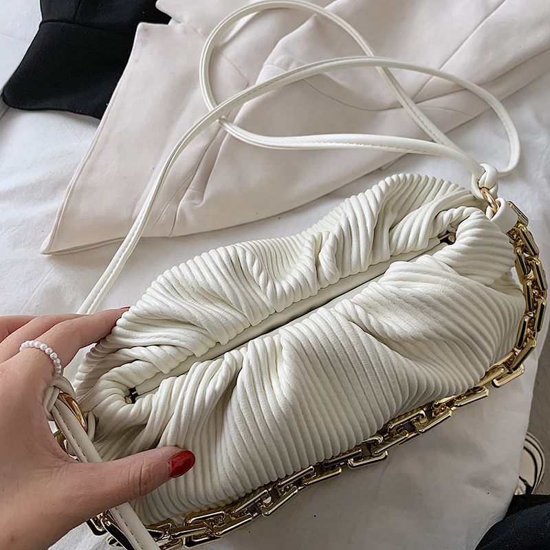 Pleated Underarm Shoulder Bag Gold Chain Cloud Bags Crossbody Hobos Clutch Purse