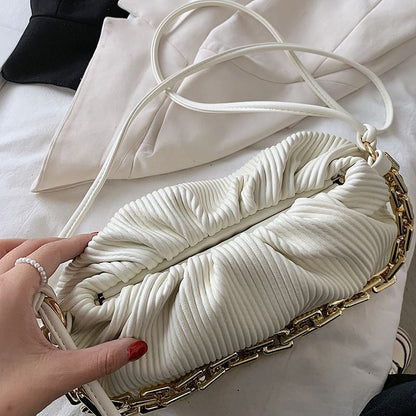 Pleated Underarm Shoulder Bag Gold Chain Cloud Bags Crossbody Hobos Clutch Purse