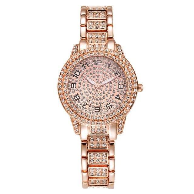 Reloj De Cuarzo Con Diamantes Para Mujer Pulsera Elegante Femenina De Marca Lujo