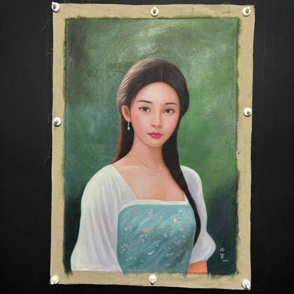 Chinese Hand Painted Canvas Oil Painting Beautiful Woman By Leng Jun 冷军 19010