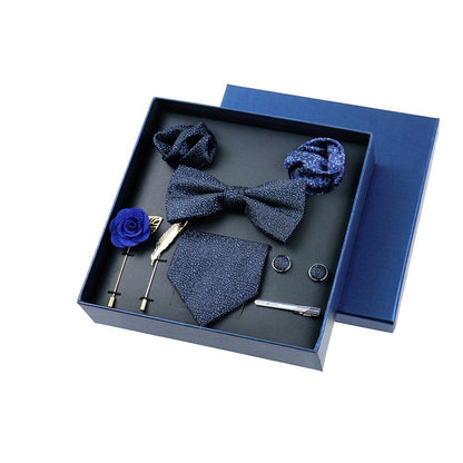 Men Ties 9Pcs Necktie Set Formal Luxury Wedding Cravat Pocket Square Silk Bowtie