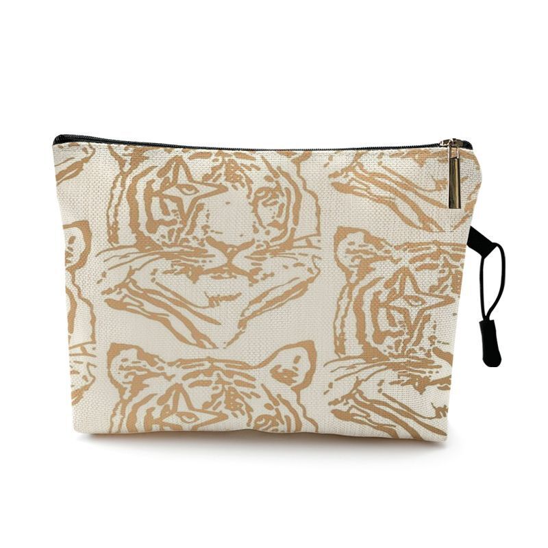 Water Resistant Makeup Bag Zebra Stripe Brown Pink Leopard Print Cosmetic Purse