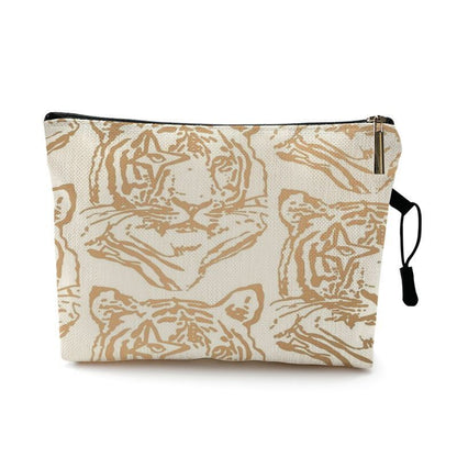 Water Resistant Makeup Bag Zebra Stripe Brown Pink Leopard Print Cosmetic Purse
