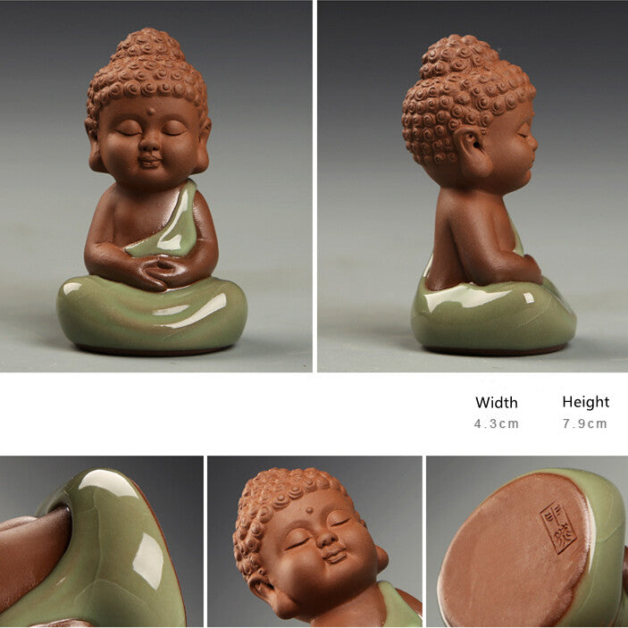 China Tea Pet Porcelain Crackle Glaze Tea Play Small Buddha Home Decoration 2023