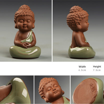 China Tea Pet Porcelain Crackle Glaze Tea Play Small Buddha Home Decoration 2023
