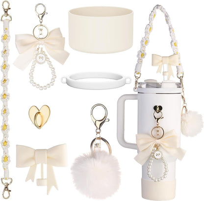 8Pcs Bling Bow Cup Accessories Decor for Stanley Charms 40oz & 30oz Tumbler