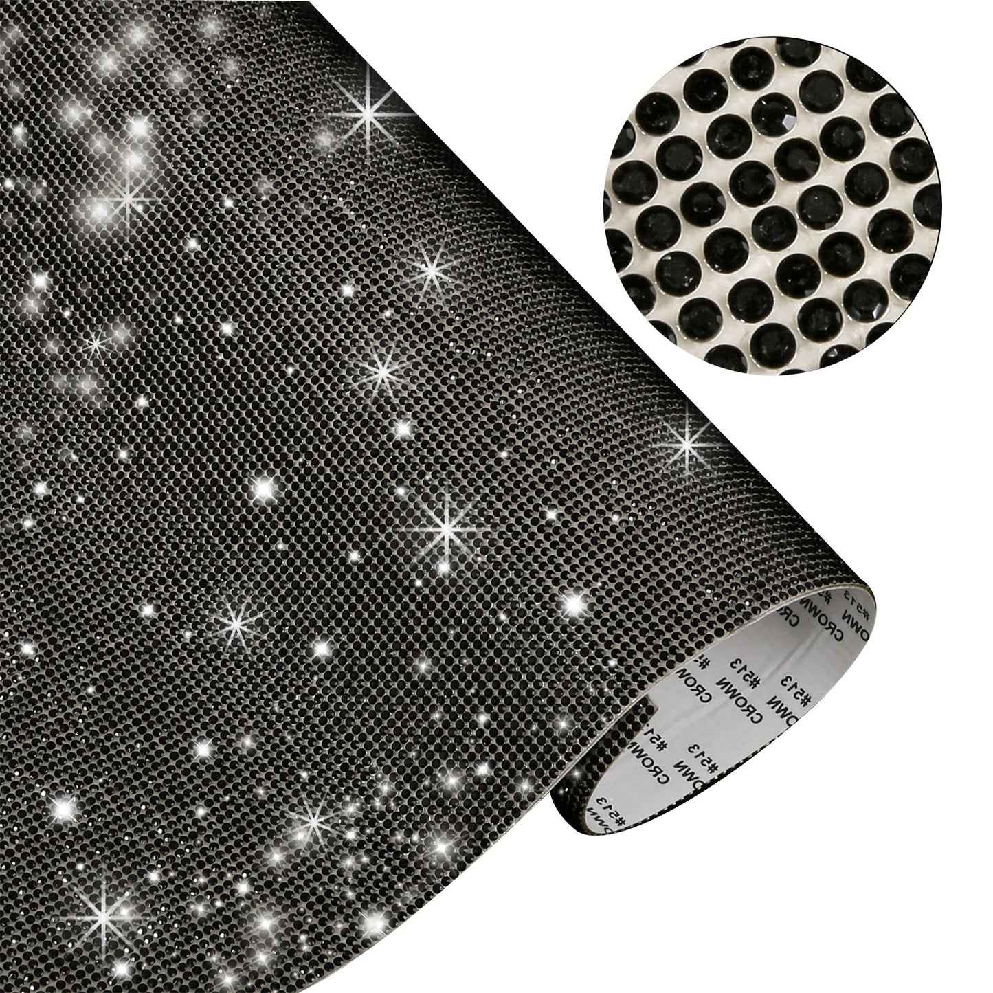 Black DIY Rhinestone Sticker Sheet Self Adhesive Bling Crystal Decal Car Decor