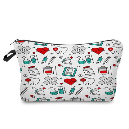 Double Sided Printed Cosmetic Organizer Bag Storage Practical Makeup Bag Handbag