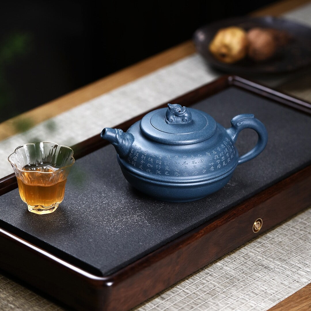 Handmade Tea Pot With Feet Marked Real Yixing Zisha Republic Green Clay Pot New