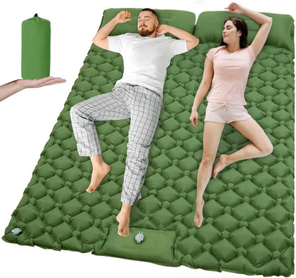 Outdoor Camping Double Inflatable Mattress Extra Wide Sleeping Pad Folding Bed