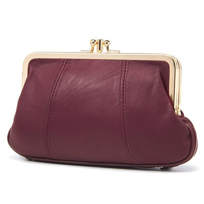 Women Coin Purse Leather Small Wallet Soft Change Purse Metal Frame Card Holder