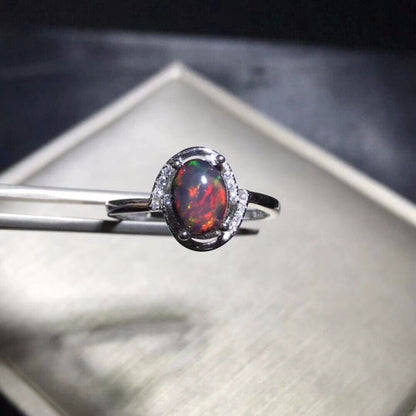 Natural Ethiopian Black Opal Gemstone Solid 925 Sterling Silver Women Rings