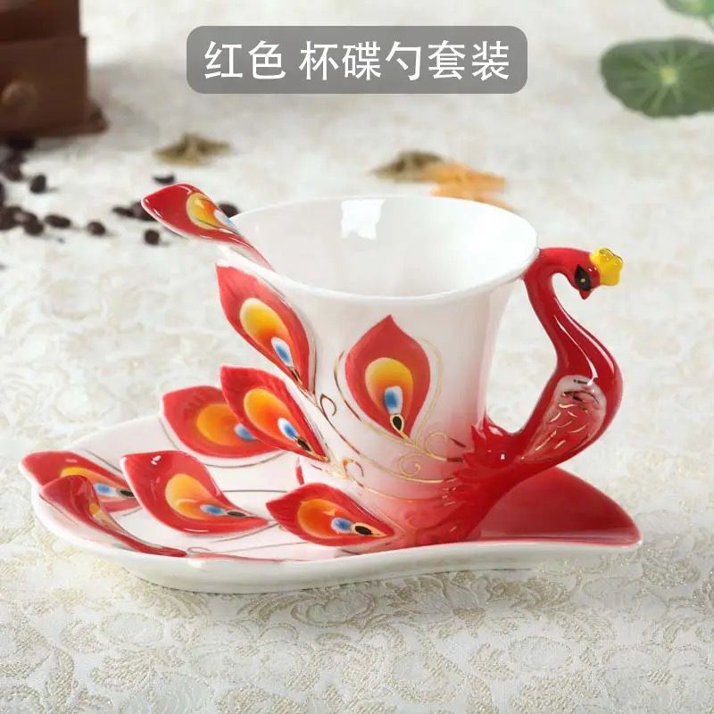 Creativity Hand Crafted Porcelain Shape Coffee Tea Cup Saucer Spoon Sets