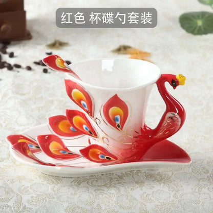 Creativity Hand Crafted Porcelain Shape Coffee Tea Cup Saucer Spoon Sets