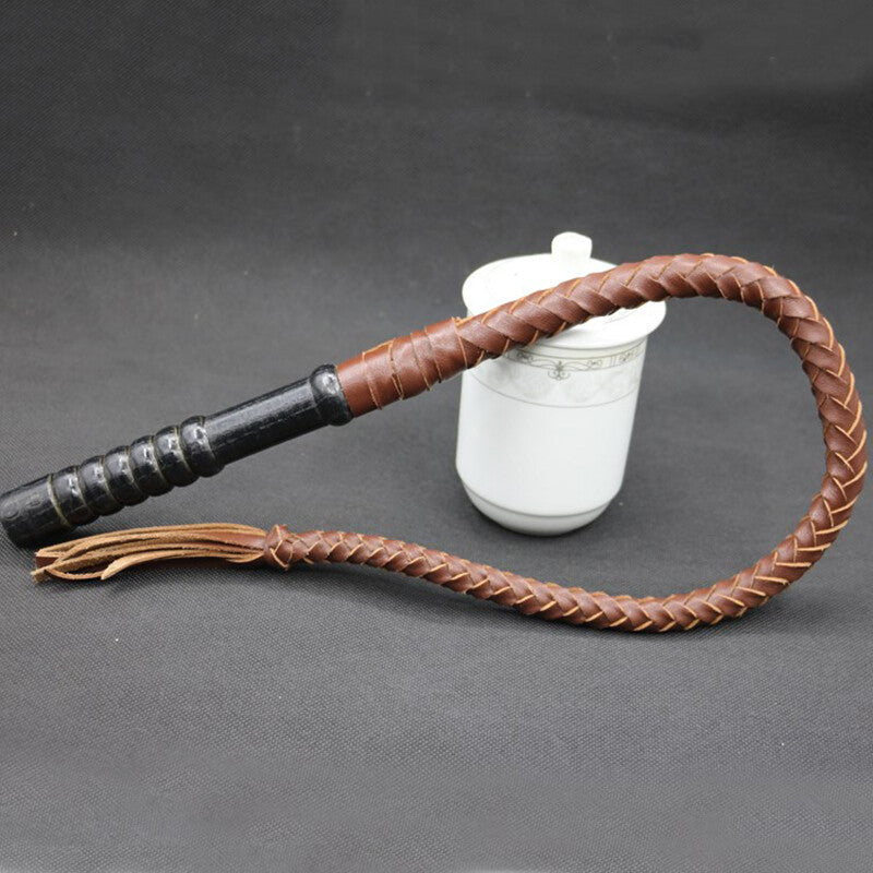 Cowhide Horse Riding Crop Long Anti-slip Wooden Handle Riding Whips for Horse