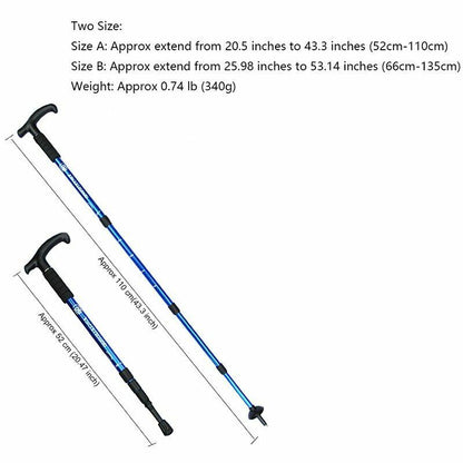 Telescopic Hiking Camping Climbing Walking Stick Trekking Pole Cane Elderly Red