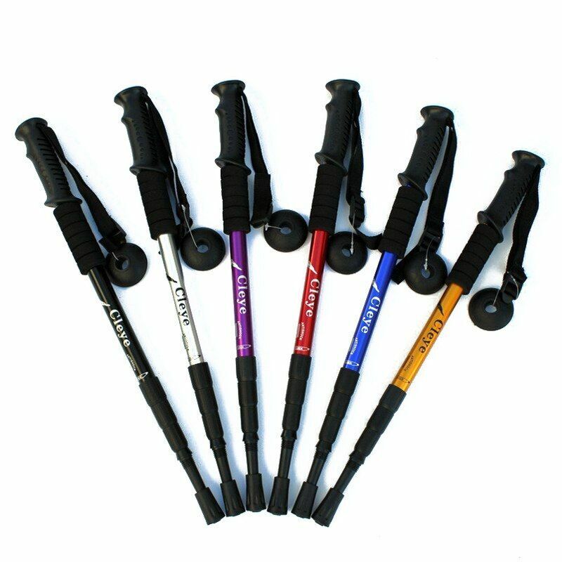 Outdoor Hiking Walking Sticks Telescopic Trekking Climbing Poles Cane Rubber Tip