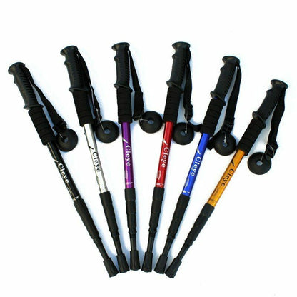 Outdoor Hiking Walking Sticks Telescopic Trekking Climbing Poles Cane Rubber Tip