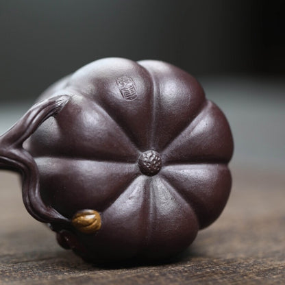Creative Real Yixing Zisha Tea Cup With Handle 120ml Handmade Mug Pumpkin Design