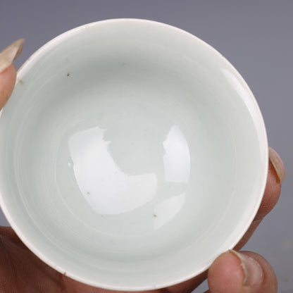 2.8 inch Chinese Blue and White Porcelain Qing Guangxu Bird Design Teacup Cup
