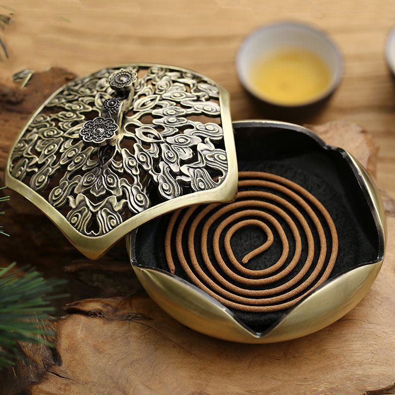 Incense Burner Stick Holders Alloy Copper Delicate Bronze Ruyi Plate Home Decors