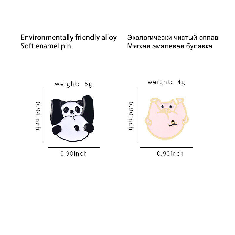 Lovely Black White Panda Enamel Pin Brooch Cartoon Lapel Badge Bag Book Jewelry