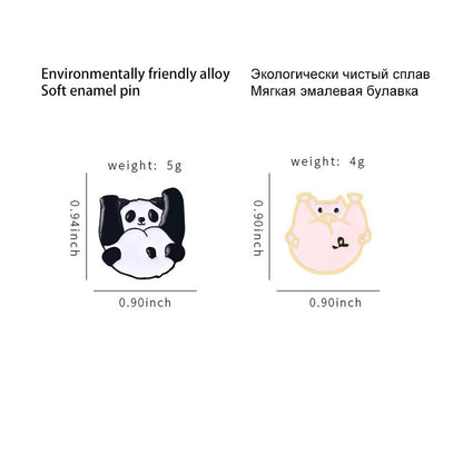 Lovely Black White Panda Enamel Pin Brooch Cartoon Lapel Badge Bag Book Jewelry