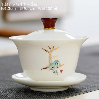 200ml Ceramic Gaiwan Household Bowl Tea Cup Tea Set Tea Cup Bowl Tea Decor