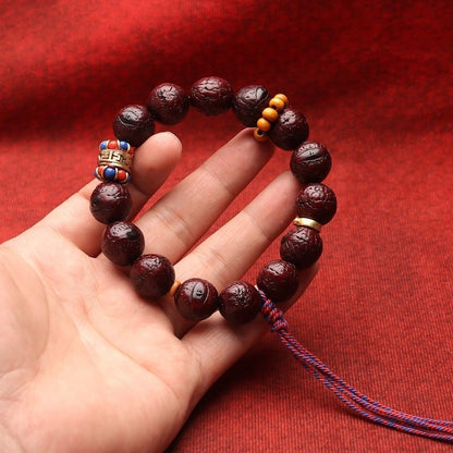 Nepal Phoenix Eye Mala 15mm Jadeized Skin Prayer Beads Bracelet