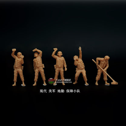 1/72 1/64 1/87 Modern U.S. Army Ground Support Team 5-Persons Unpainted Model