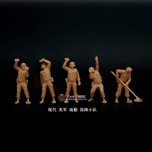 1/72 1/64 1/87 Modern U.S. Army Ground Support Team 5-Persons Unpainted Model