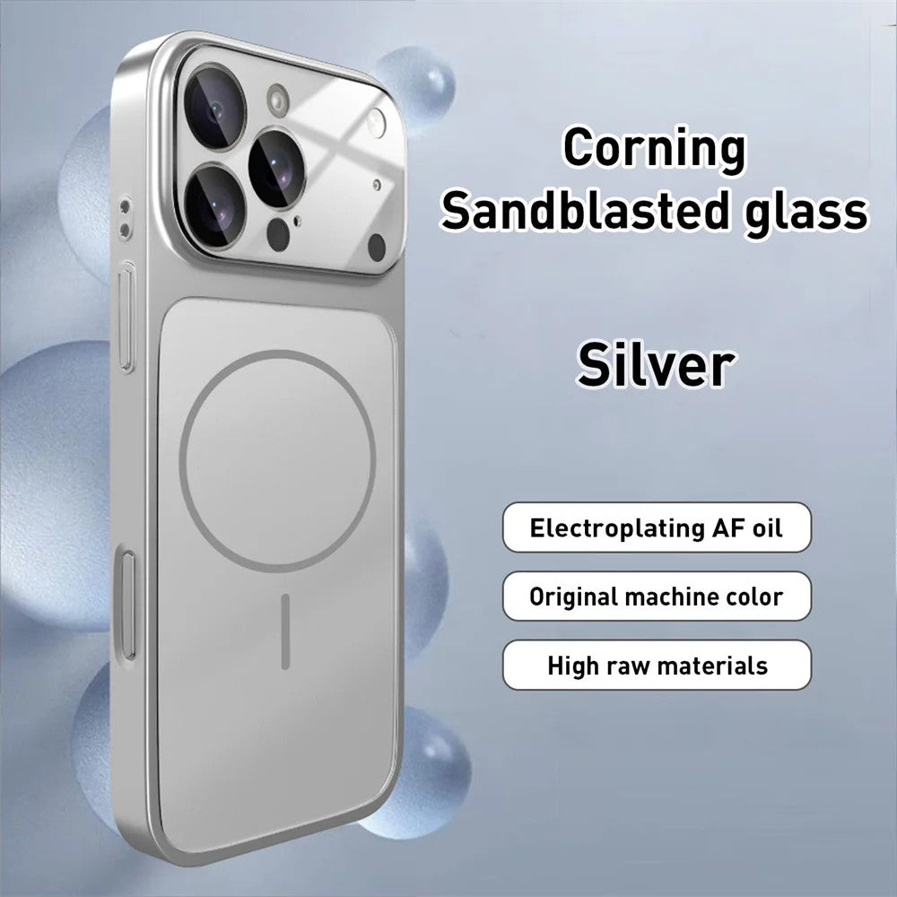 For iPhone 17 Pro Max/16/15 Matte Glass Phone Case Magnetic Hard Cover