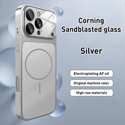 For iPhone 17 Pro Max/16/15 Matte Glass Phone Case Magnetic Hard Cover