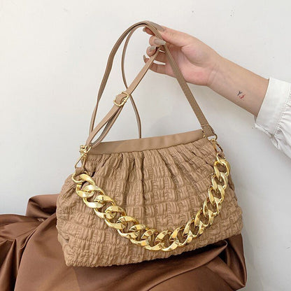 Luxury Acrylic Thick Chain Handbag Purse Shoulder Bag Clip Shell Evening Clutche