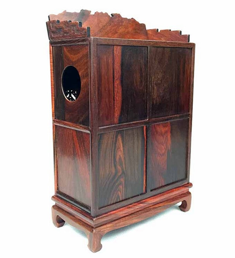 Rosewood Carved Buddha Altar Butsudan Shrine God Zen Portable Praying Decor