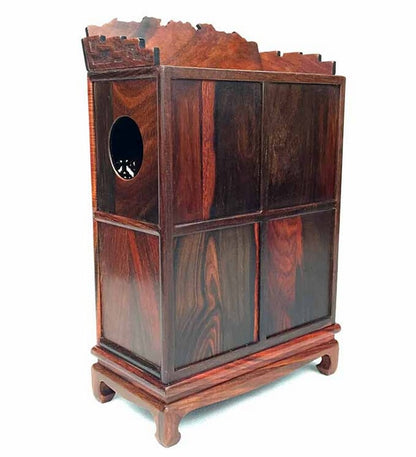 Rosewood Carved Buddha Altar Butsudan Shrine God Zen Portable Praying Decor