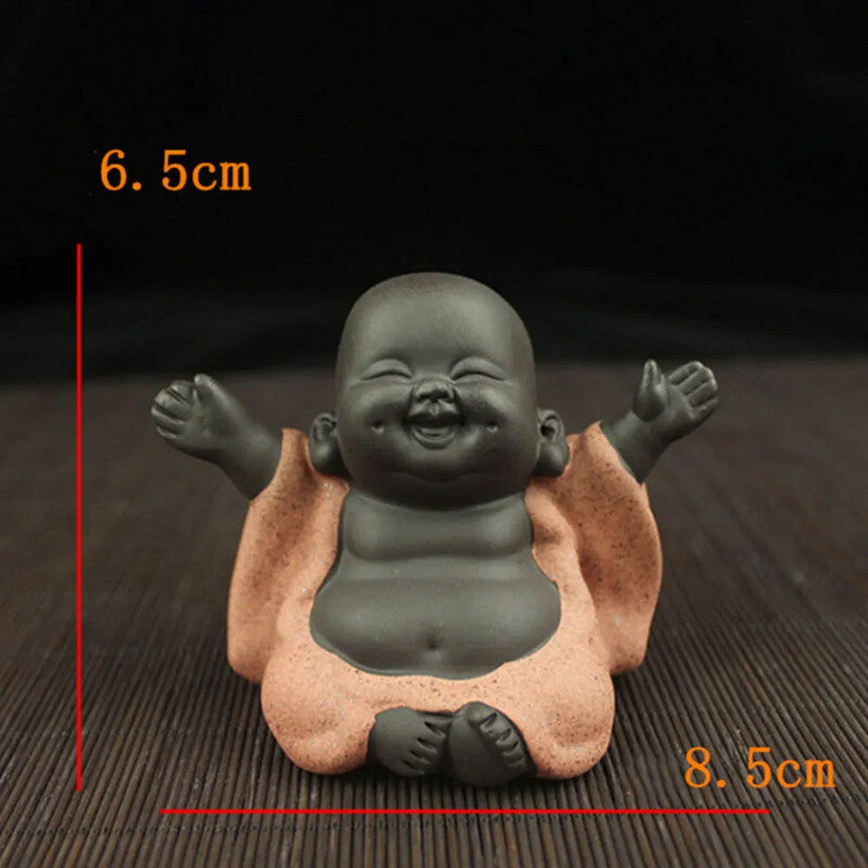 Ceramic Maitreya Buddha Statue Tea Sculpture Hand Carved Figurine Craft Display