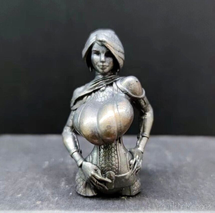 Brass Huge Boob Girl Statue Art Beauty Model Artwork Decor