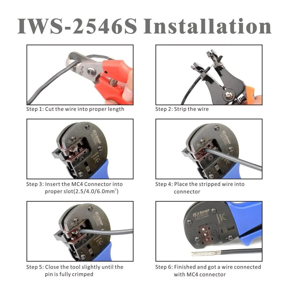 IWS-2546S MC4 Solar Crimping Plier Hand Crimper Crimp Range 2.5/4/6mm2(14-10AWG)