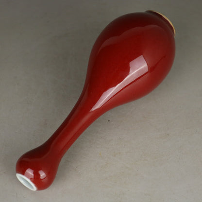 6.9" Chinese Porcelain Ji Red Glaze Dolichoderus Garlic Vase