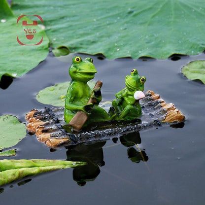 Frogs Statue Resin Floating Sculpture Desk Ornament Tank Garden Pond Decorations