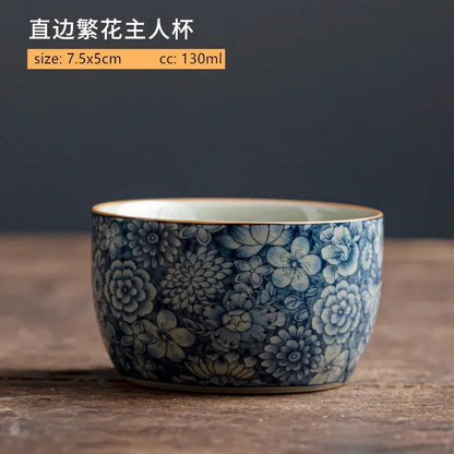 Ceramic Tea Cups Handmade Blue and White Porcelain Chinese Custom Tea Set