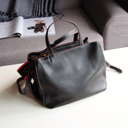 Soft Real Leather Small Handabg Shoulder Bag Tote Purse Crossbody w/ Long Strap
