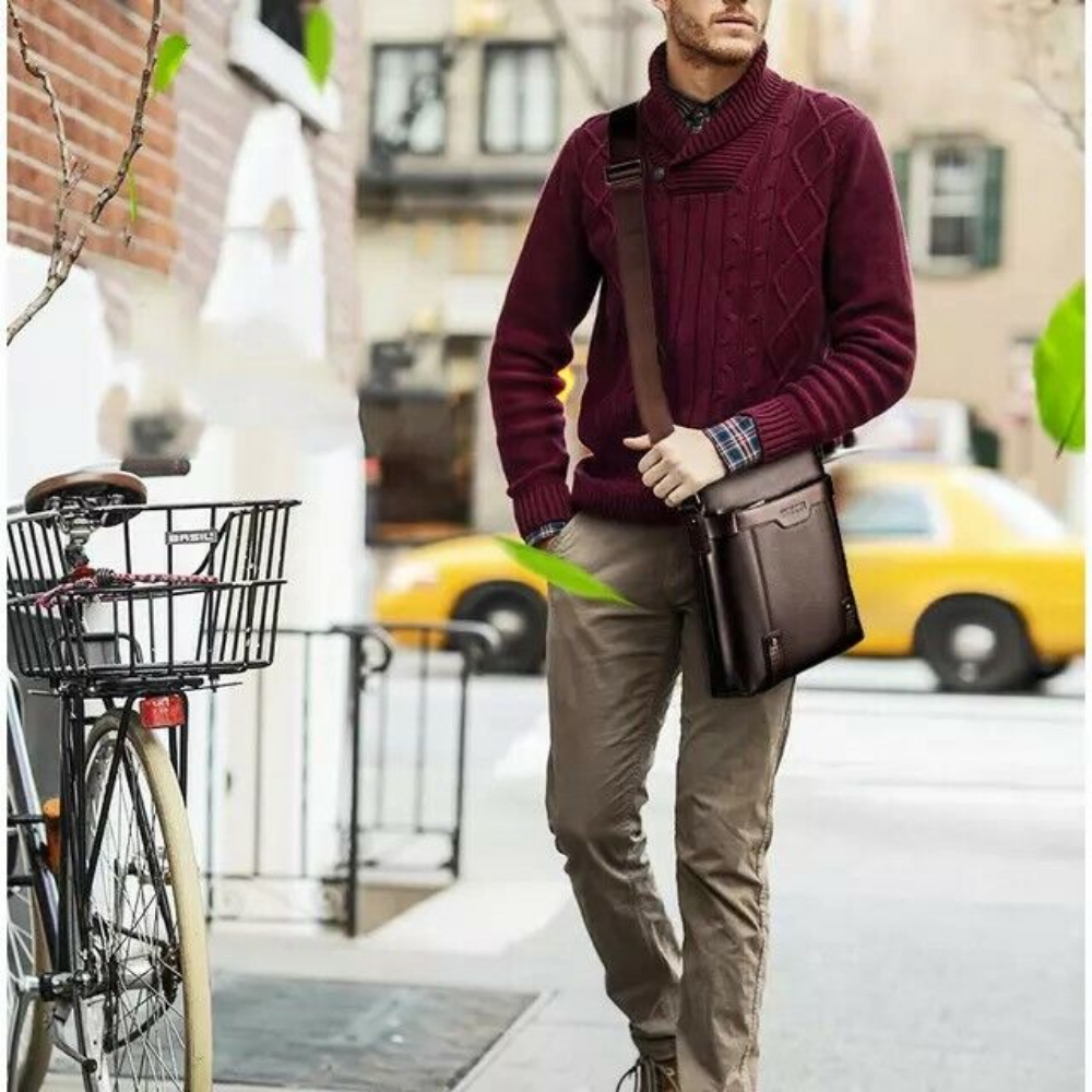 Leather pu Men Crossbody Handbag Messenger Fashion Business Mens Shoulder Bag