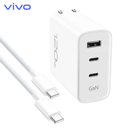 Original vivo 120W Dual Type-C Multi-port Flash Charge Charger Kit with 1m Cable