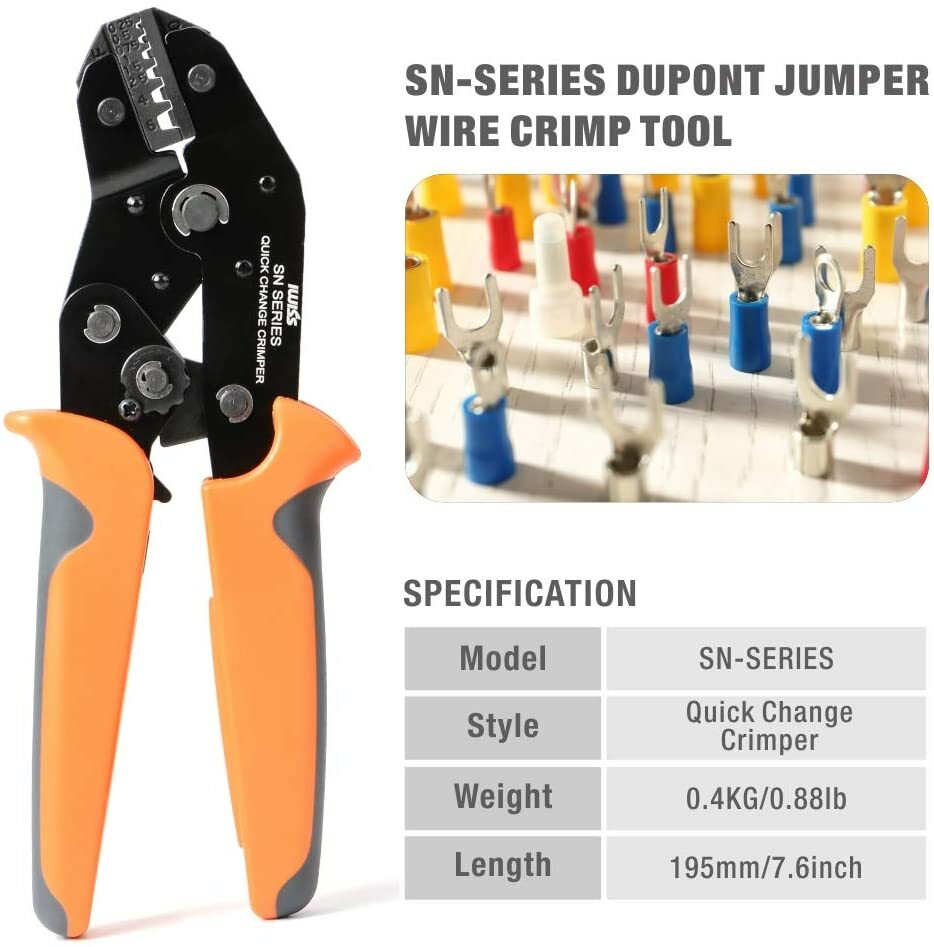 IWISS SN Series Quick Change Wire Crimper Tool Set Connectors Crimping Plier Kit
