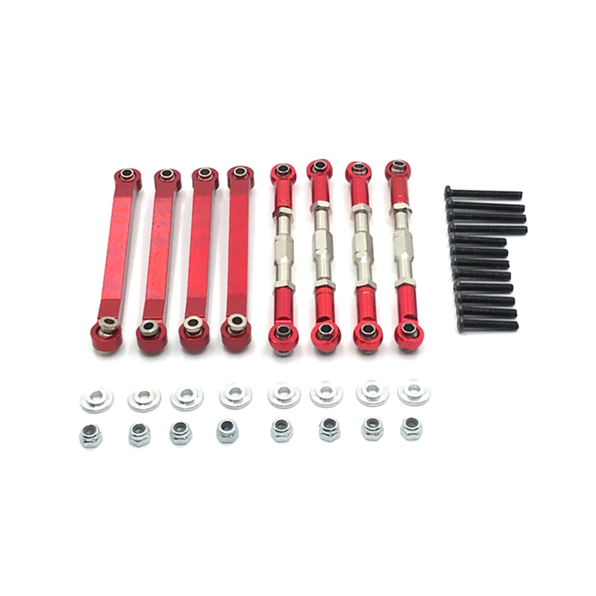 Red Chassis Pull Rods Turnbuckle Rod Linkage Set For MN D90 D91 D99 1/12 RC Car,