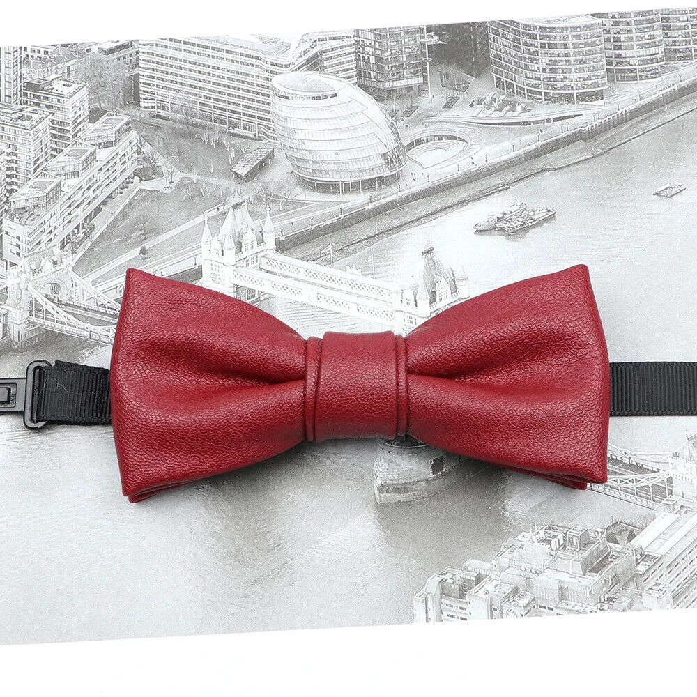 Men Bow Tie PU Leather Patchwork Female Necktie Adult Cravate Wedding Party Wear